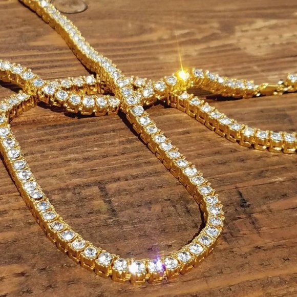 🥶💎Iced Out 20 inch 4MM Tennis Chain 18k gold🥶💎 - Picture 1 of 5